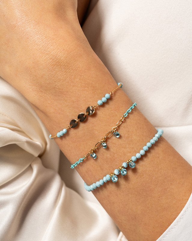 Bracciale Catena Verniciata E Zirconi Turchese - br-031 m2 t au